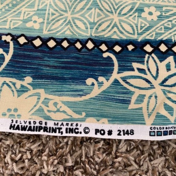 Hawaiian Print Fabric, Green Beige, Black - Picture 4 of 7